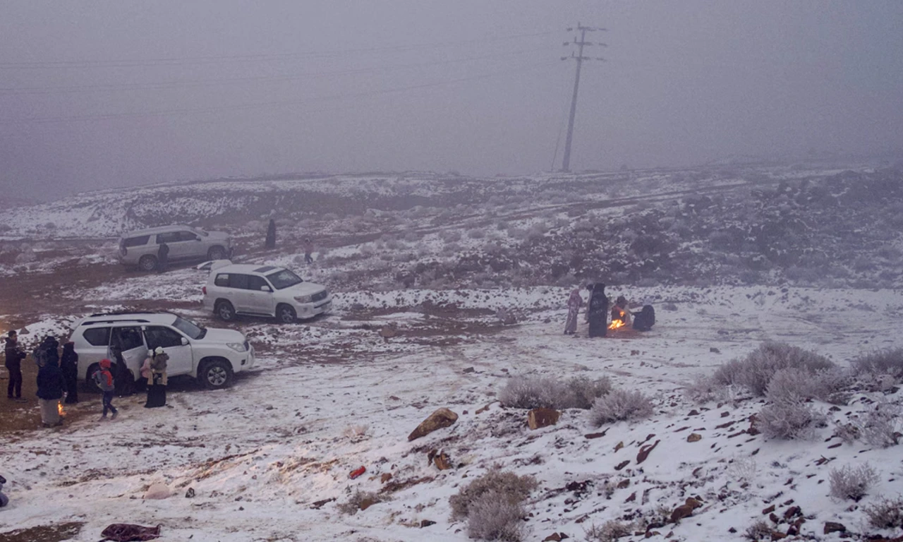 Saudi Arabian Desert Sees Rare Snowfall